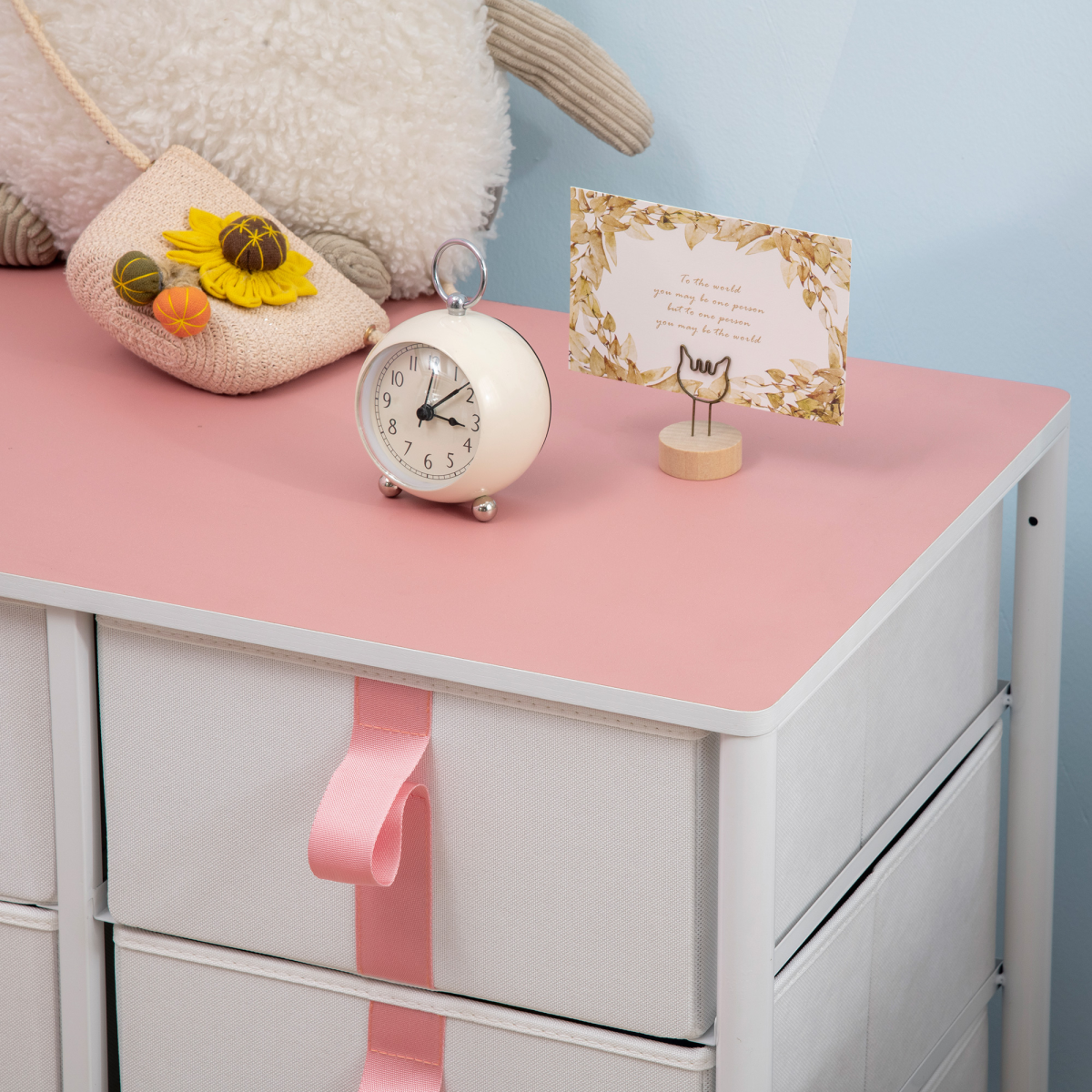 Chest of Drawers Cloth Organizer w/ 6 Fabric Drawer Metal Frame Nursery Room