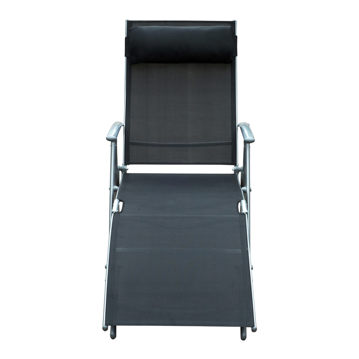 Sun Lounger Recliner Foldable 7 Levels Textilene Black Patio