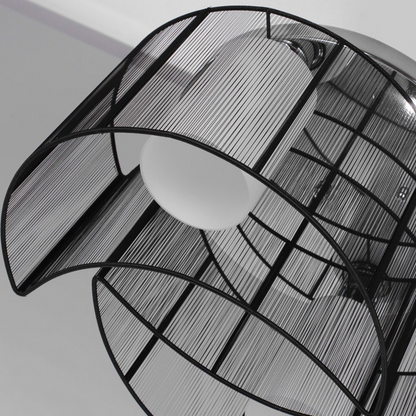 Chandelier, ?40x25H cm, Chrome/Fabric-Black