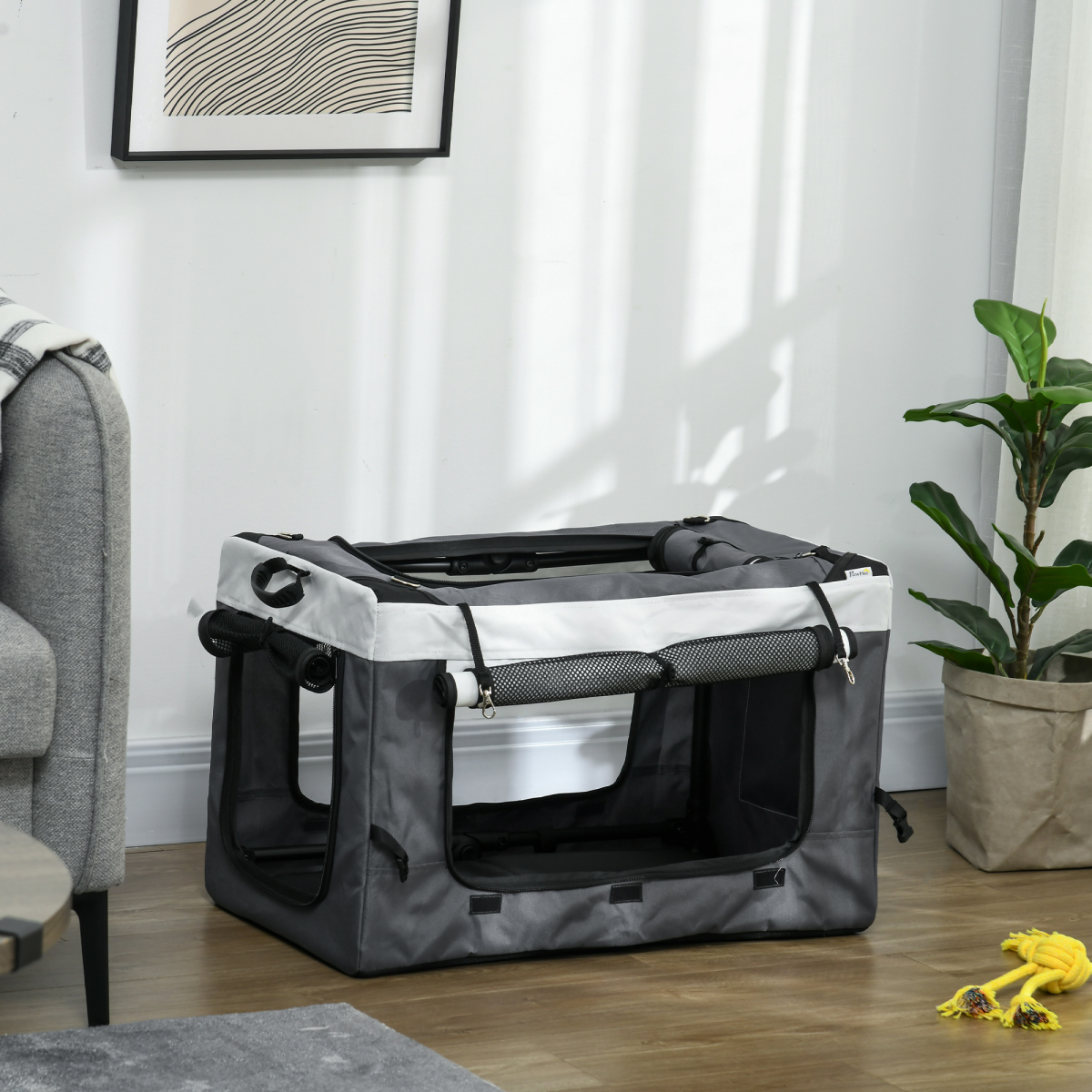 PawHut Foldable Pet Stroller w/ Detachable Carrier, Soft Padding - Grey