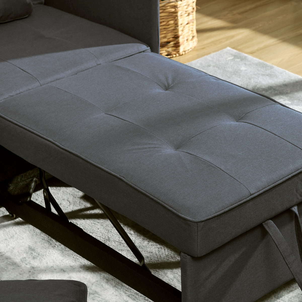 HOMCOM Folding Sleeper Sofa Bed Chair with Pillows, Pocket, Grey