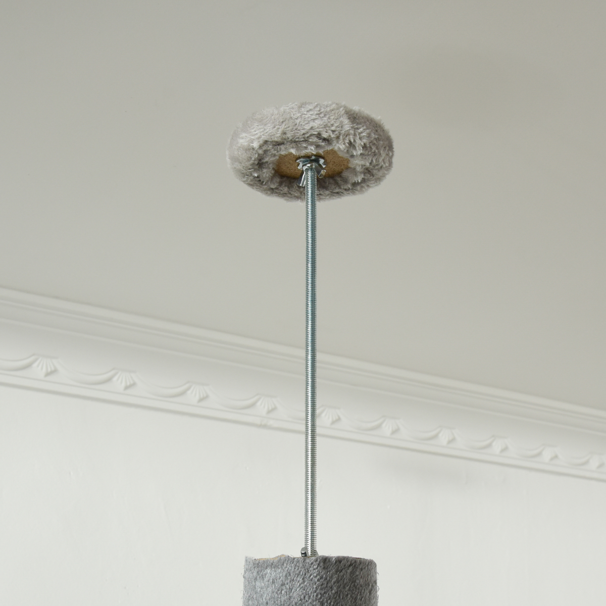 Cat Tree, Multi-Floor Pet Playhouse w/ Solid Scratching Post, Light Grey
