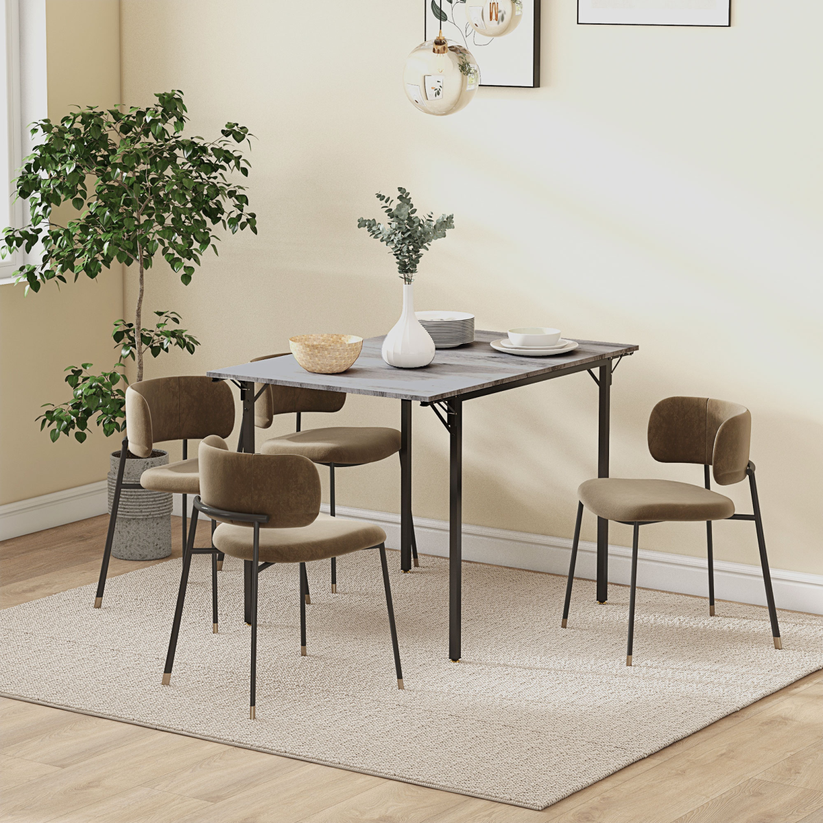 HOMCOM Folding Dining Table, Drop Leaf Table for 2-4 People, Grey
