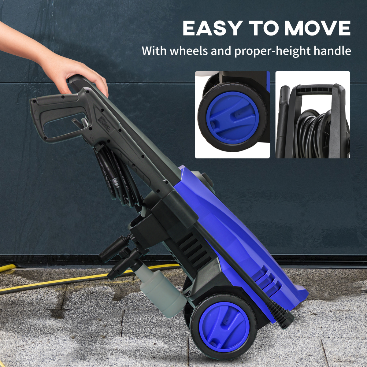 DURHAND Portable Power Washer 1800W, 150 Bar, 510 L/h for Garden, Car, Blue