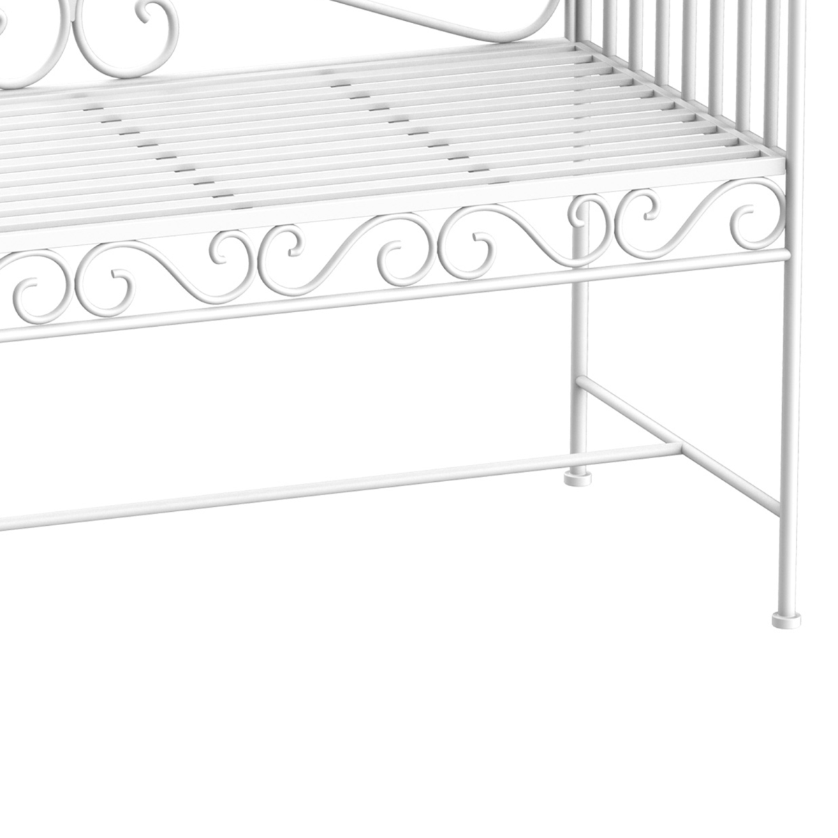 2 Seater Metal Bench Park Seating Outdoor Furniture Chair w/ Backrest White