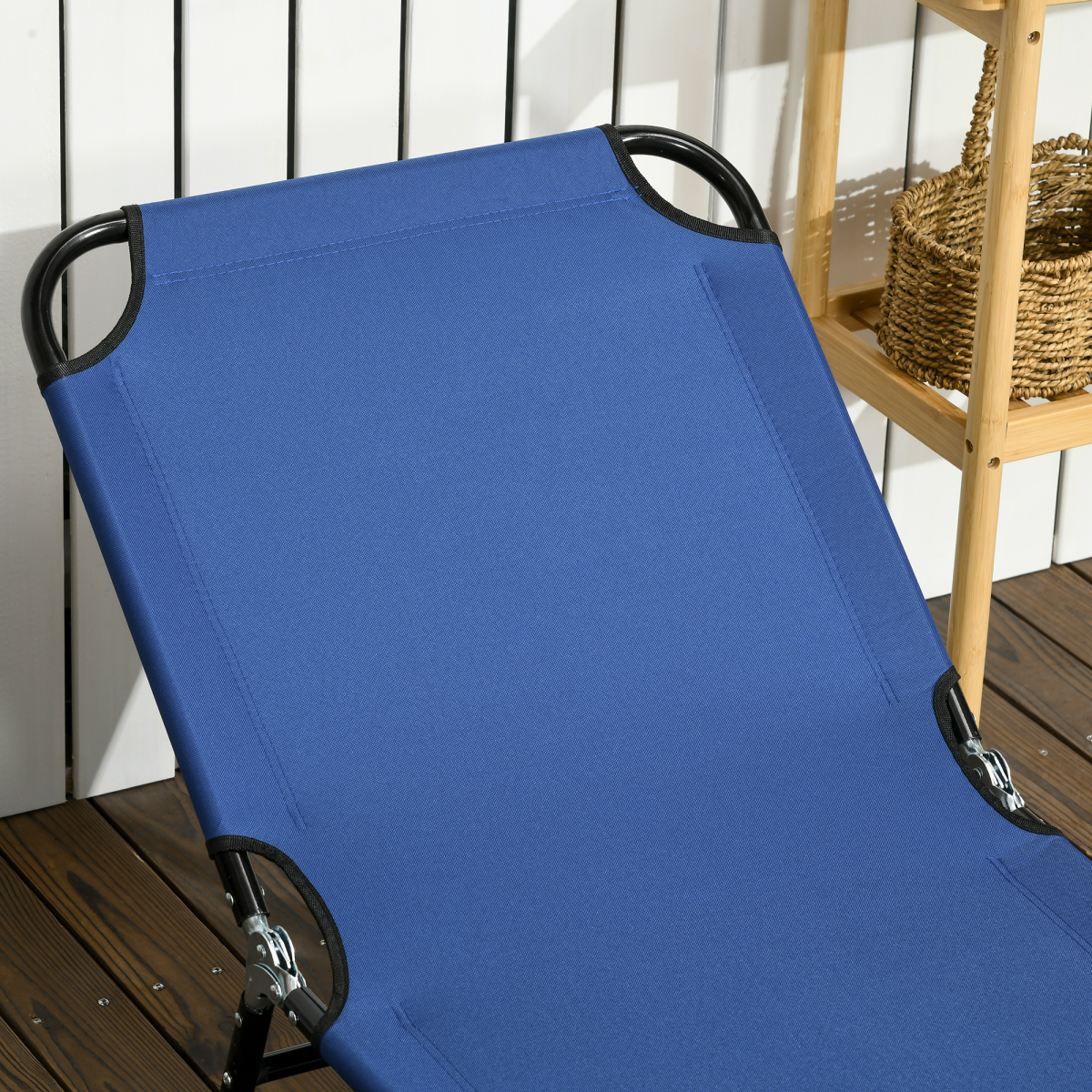 Outsunny  Folding Sun Loungers Set of 2 with Adjustable Backrest, Blue