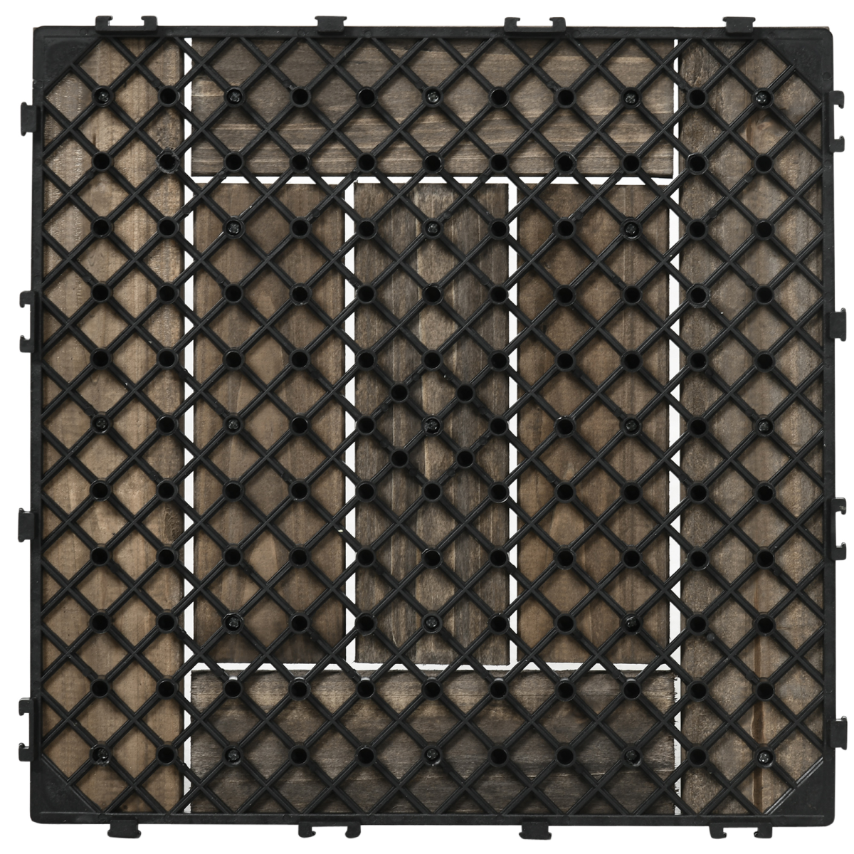 Set of 27 Wooden Interlocking Decking Tiles, 30 x 30 cm, Total 2.5?, Grey