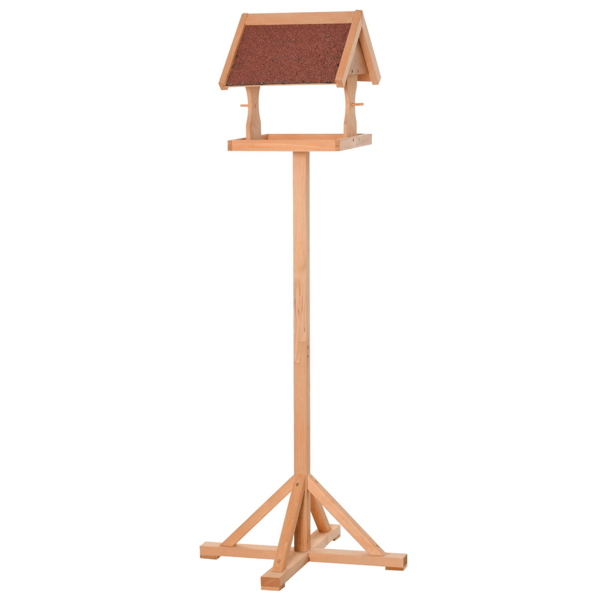 Wooden Bird Feeder Freestanding Cross-shaped Support Feet Weather Resistant