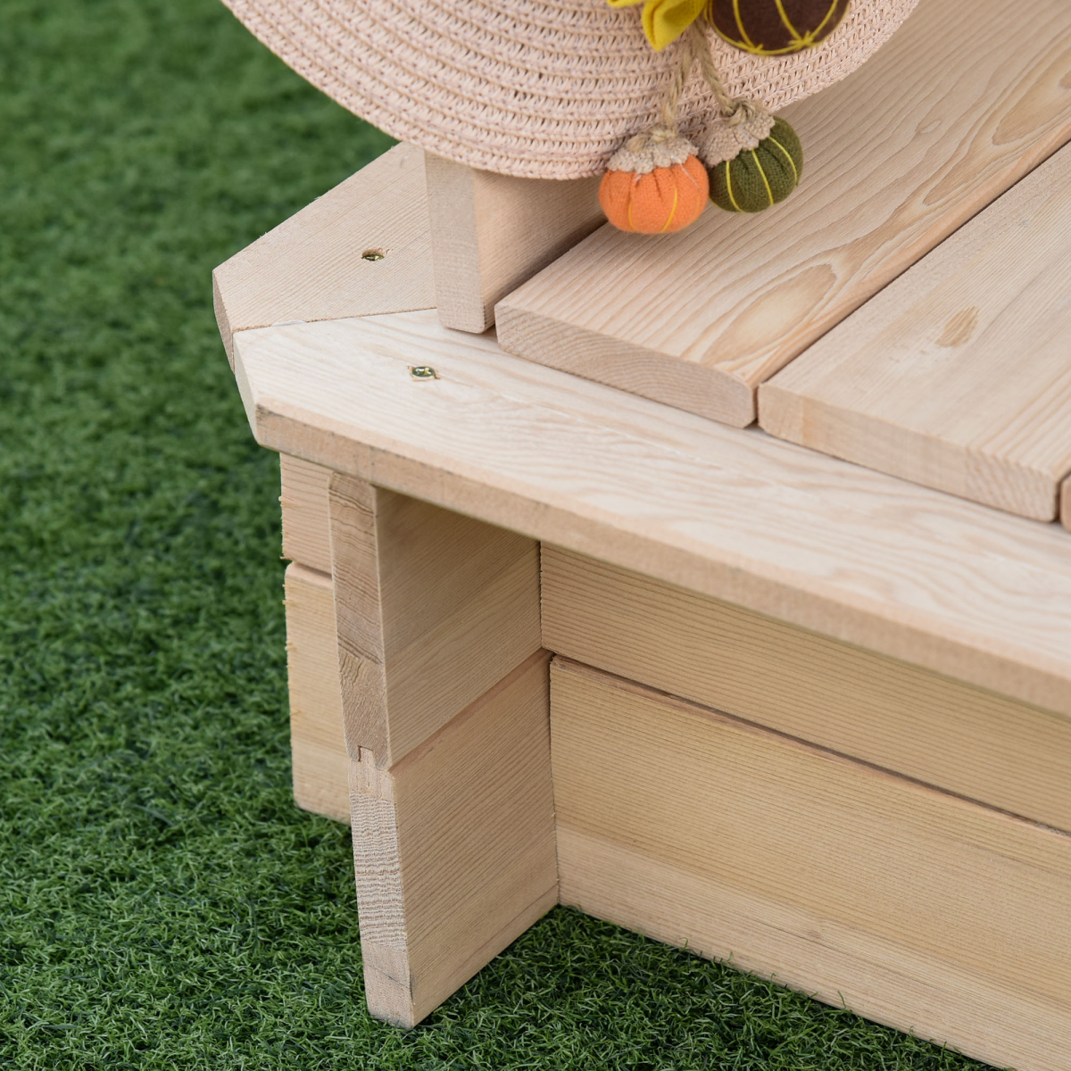 Kids Square Wooden Sandpit Children Cabana Sandbox Outdoor Playset