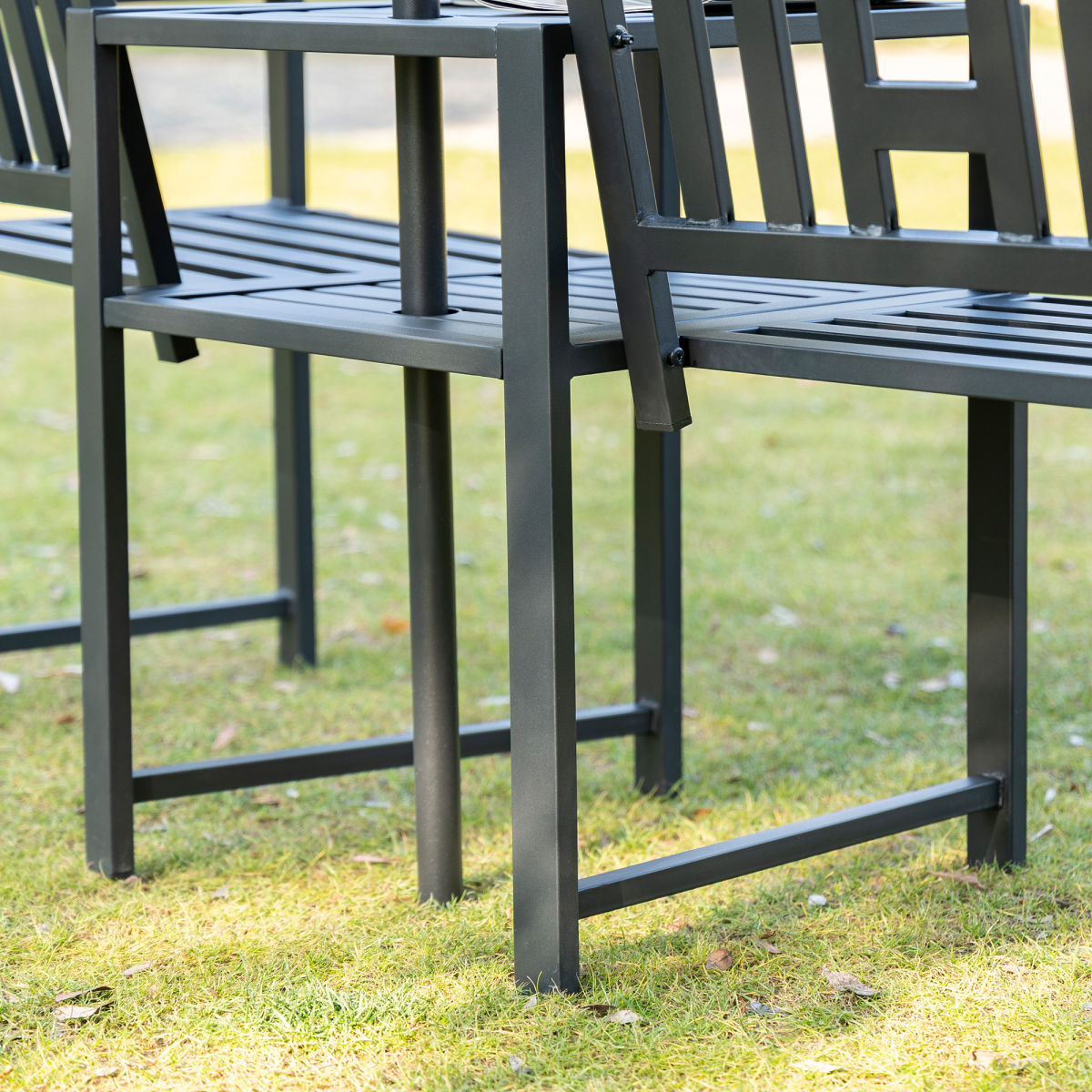 2 Seat Garden Chair Bench Loveseats w/Coffee Table Slatted Design Patio Yard