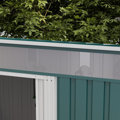 Outsunny 6.5x4FT Garden Shed with Foundation Lockable Metal Tool Shed Green