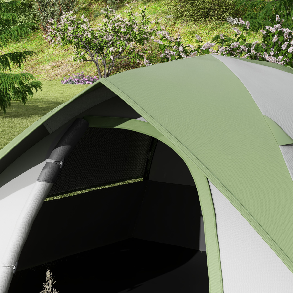 Outsunny 2  Man Camping Tent with Sewn-in Groundsheet, 3000mm Waterproof, Green