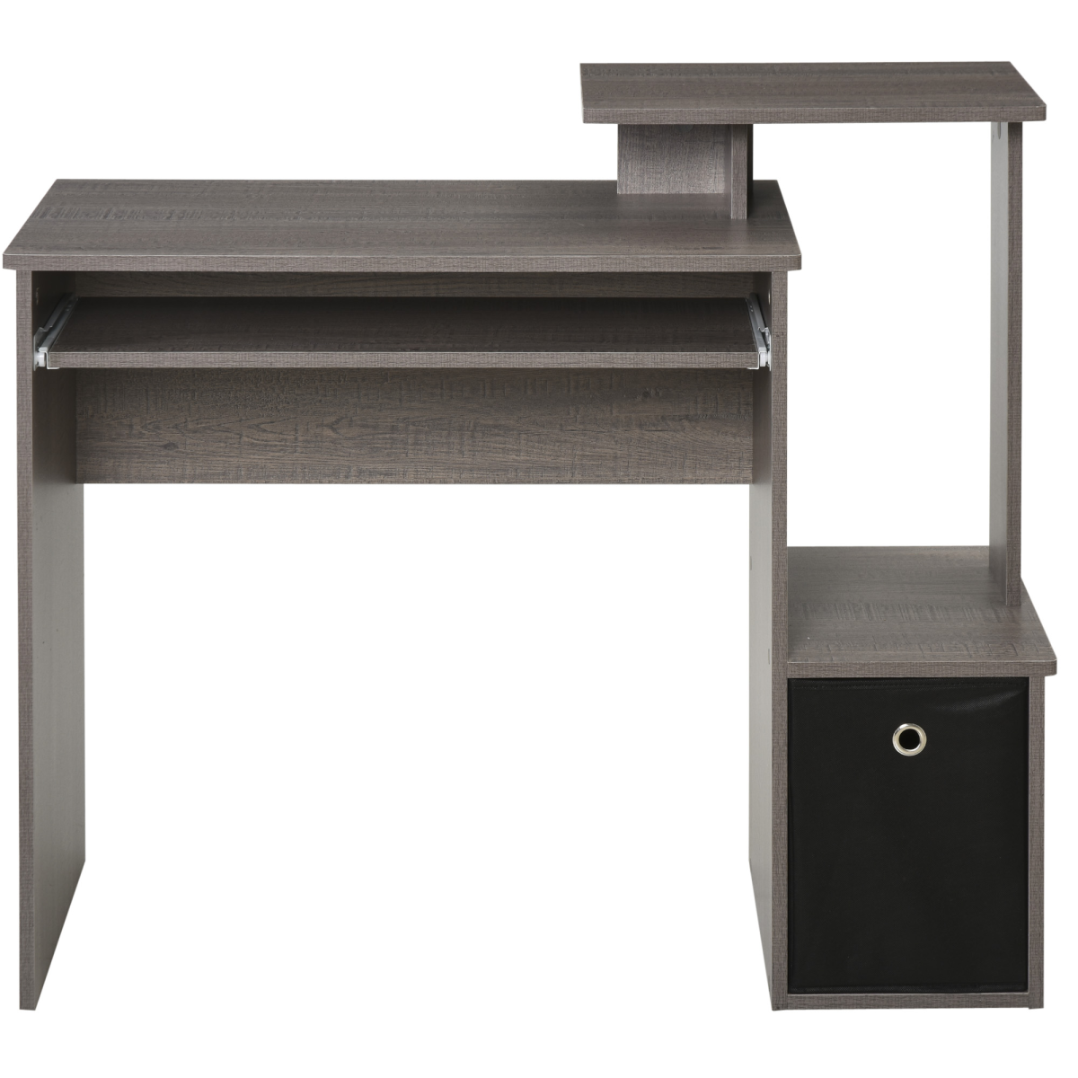 Computer Desk with Sliding Keyboard Tray Storage Drawer Shelf  Grey
