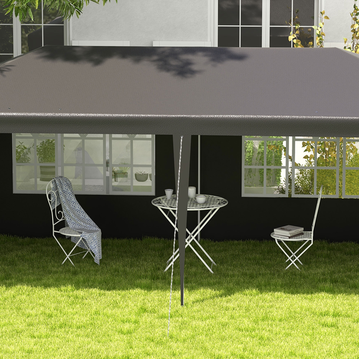6m x 3m Garden Gazebo Marquee Canopy Party Tent Canopy Patio Dark Grey