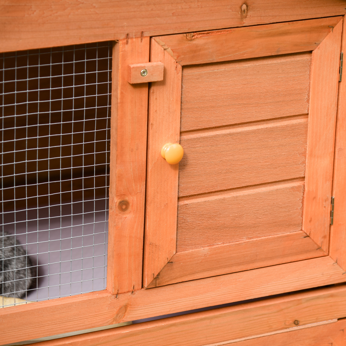Deluxe Fir Wood Rabbit Hutch 2-Tier Metal Guinea Pig Small Animal House Pawhut