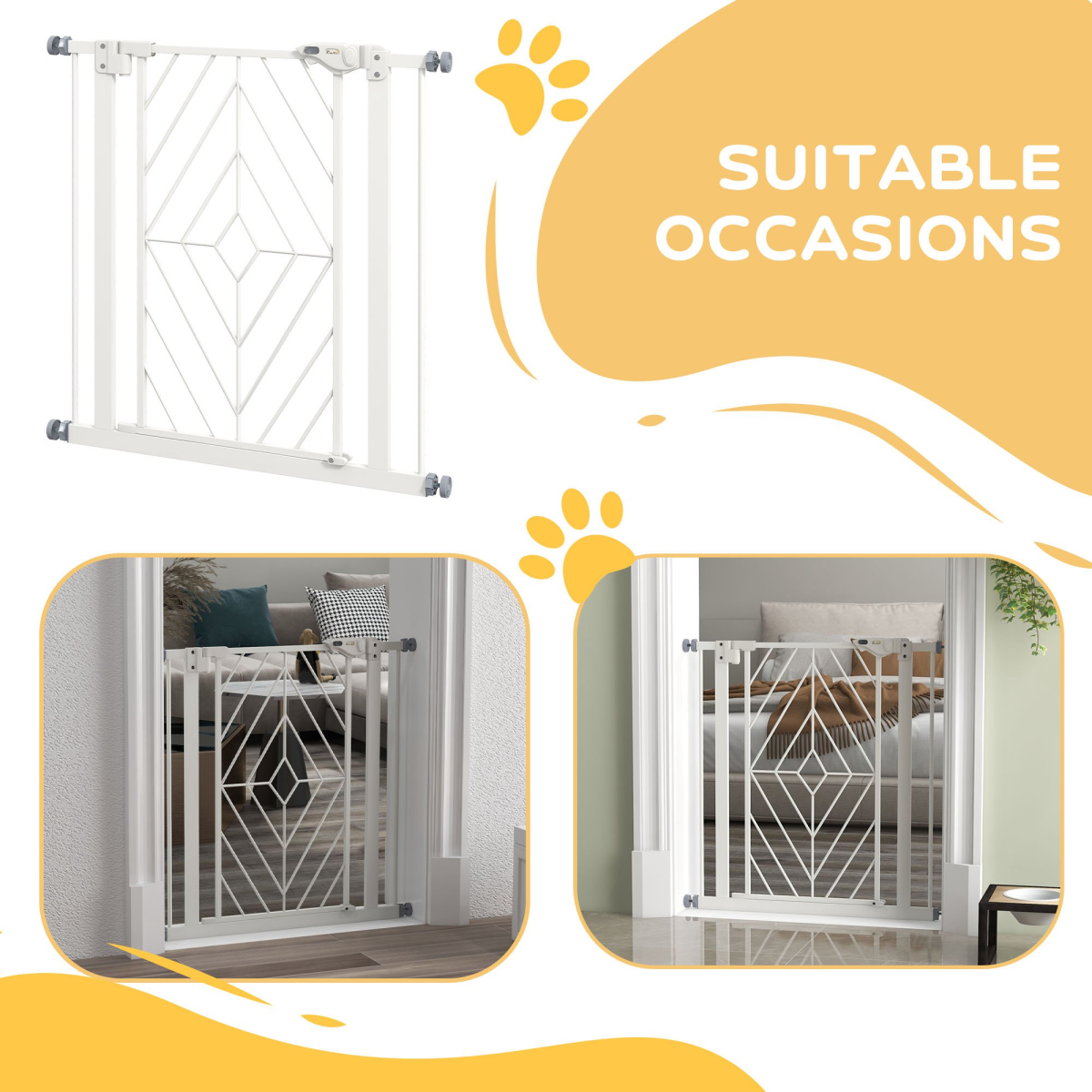 Pressure Fit Safety Gate w/ Auto Closing Door, Double Locking, Openings 74-80cm