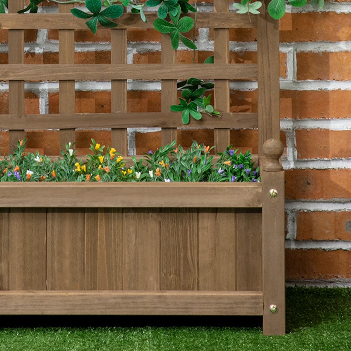 Garden Planters with Trellis for Climbing Vines Indoor Outdoor Brown
