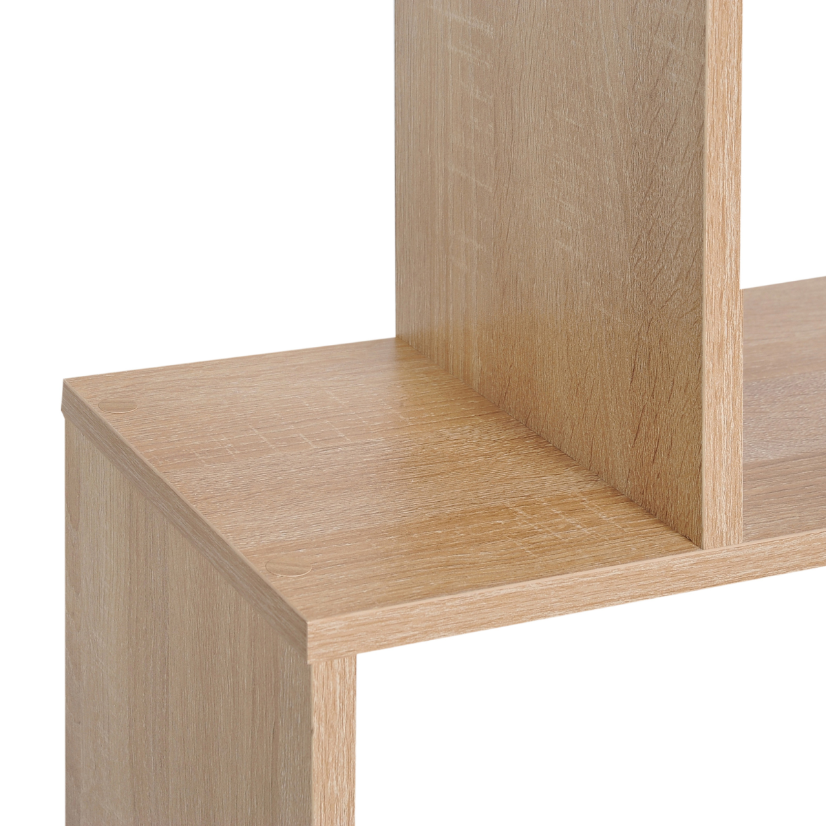 6-Tier Wooden Modern S-Shaped Shelf Storage Unit Home Office Oak Colour