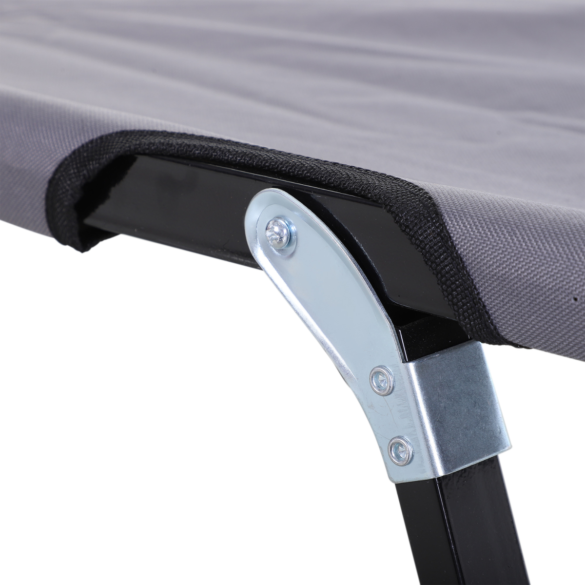 Outsunny Double Camping Folding Cot Outdoor Portable Sunbed w/ Carry Bag, Grey