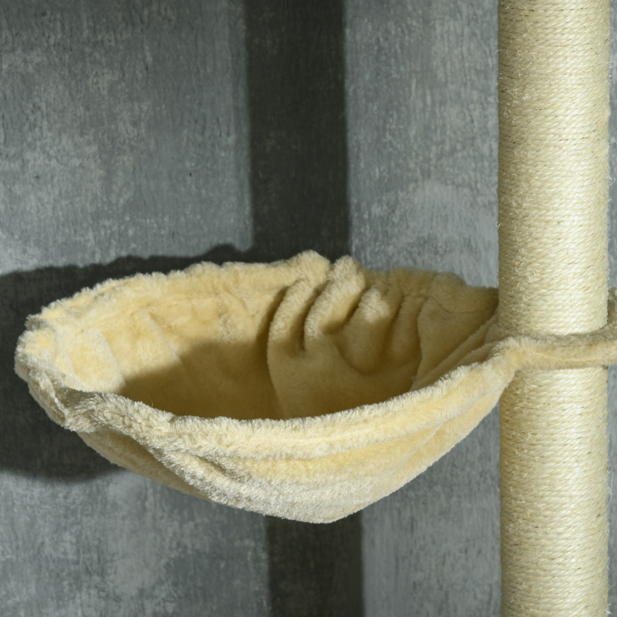 6-Tier Floor to Ceiling Cat Tree with Scratching Post, Bed, Hammock, Beige