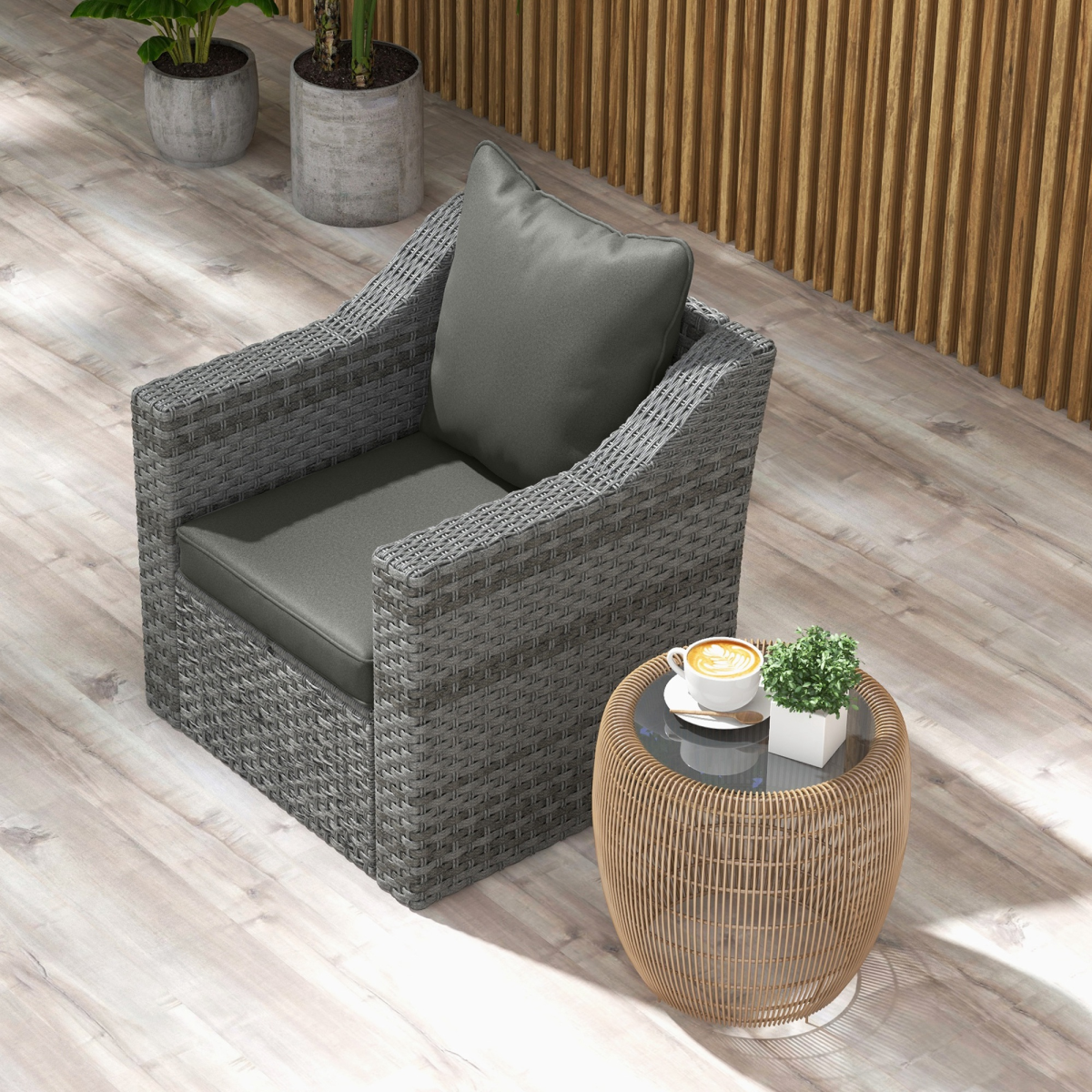Outsunny One-piece Outdoor Back and Seat Cushion for Garden, Charcoal Grey