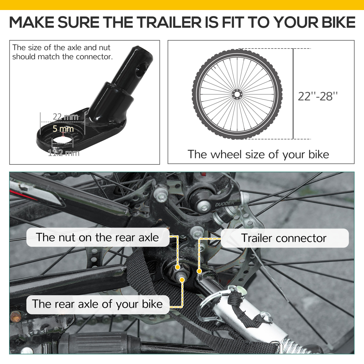HOMCOM Bike Trailer Wagon Bicycle Cargo Trailer with Suspension, 2 Wheels, Black