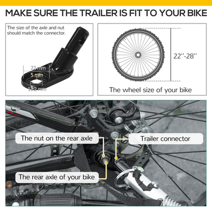 HOMCOM Bike Trailer Wagon Bicycle Cargo Trailer with Suspension, 2 Wheels, Black