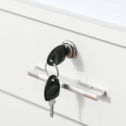 Mobile File Cabinet Lockable Documents Storage w/ 5 Wheels White Vinsetto