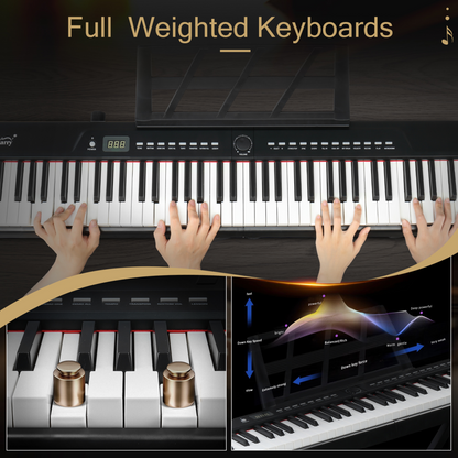 GPP-105 88 Key Full Size Semi-Weighted Standard Keyboards Digital Piano with Dual-tube X-Shape Stand, MIDI Bluetooth, Headphone，for Piano Lover Black color