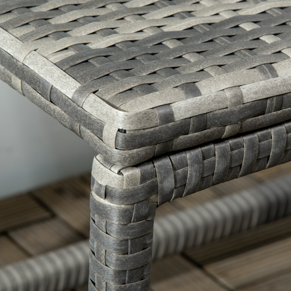 Outdoor Coffee Table w/ Plastic Board Under the Full Woven Table Top, Grey