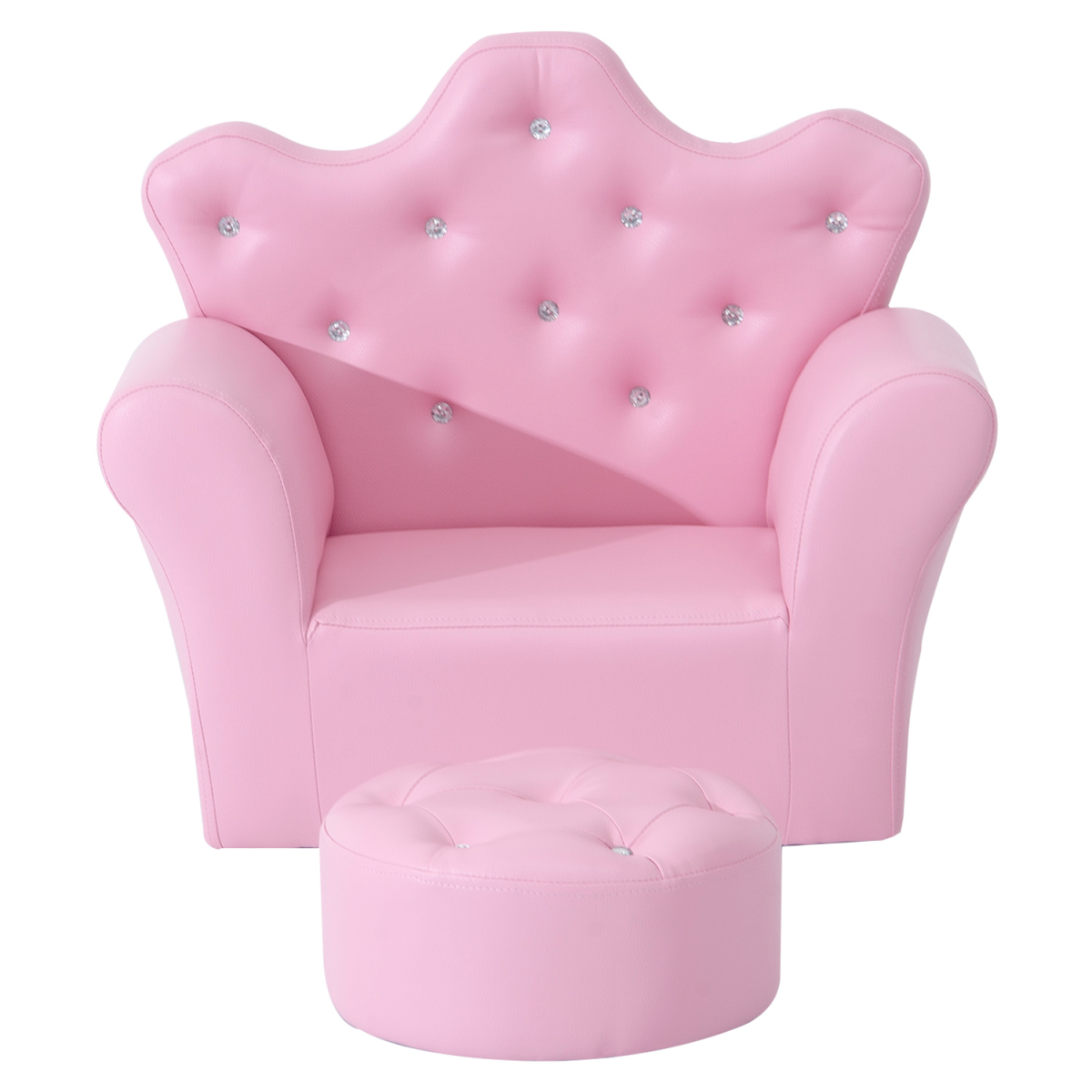Children Kids Sofa Set Armchair Chair Seat With Free Footstool PU Leather Pink