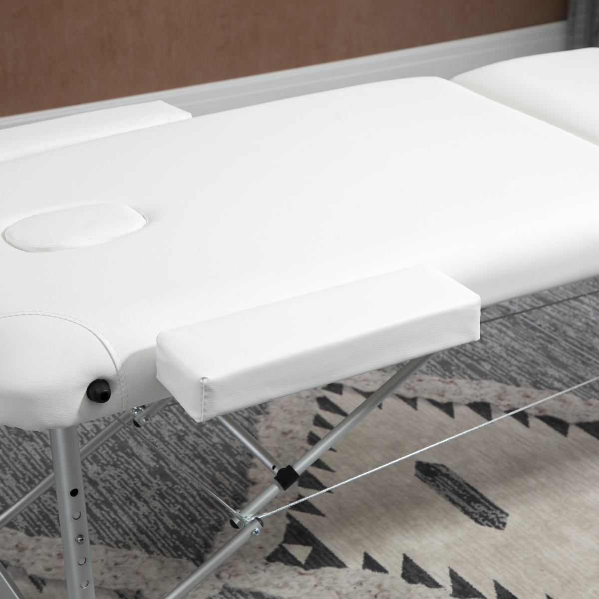 HOMCOM Folding PVC Leather Massage Table Aluminium Frame w/Headrest