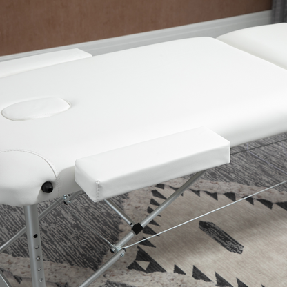 HOMCOM Folding PVC Leather Massage Table Aluminium Frame w/Headrest