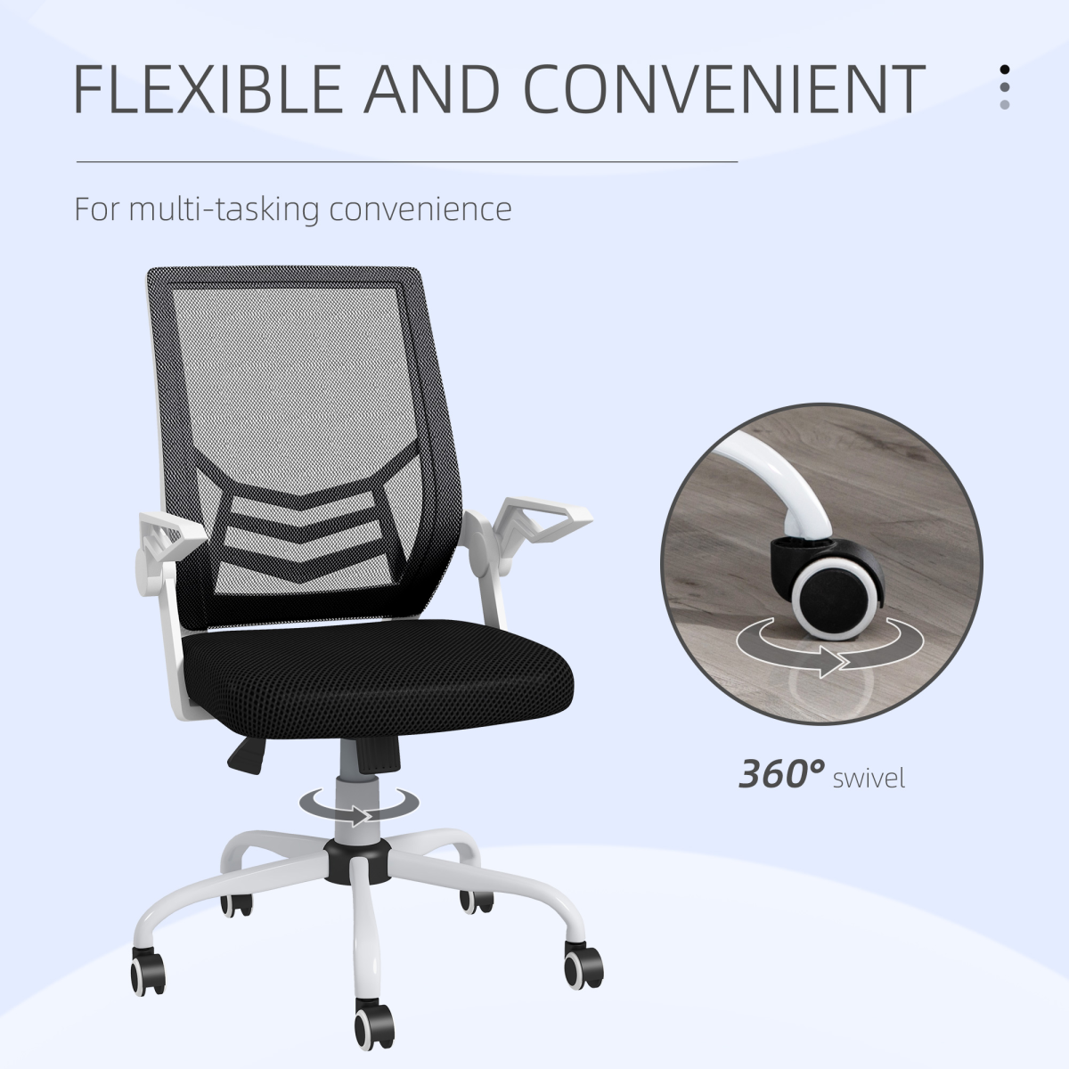 Vinsetto Mesh Swivel Office Chair Task Computer Chair w/ Lumbar Support, Black