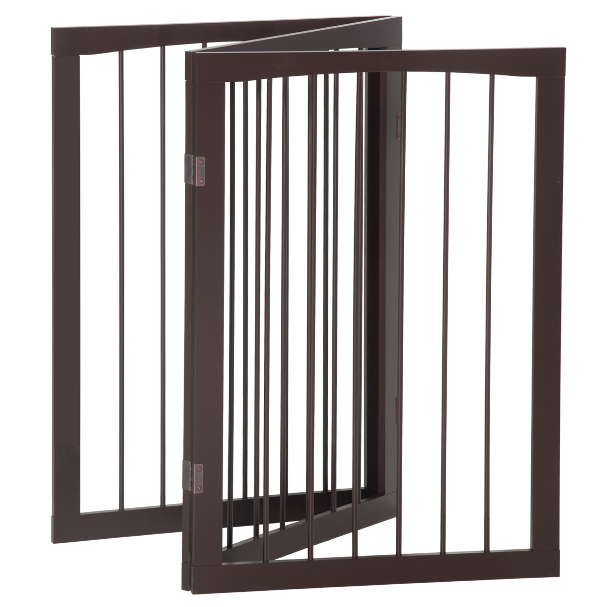 Folding Pet Gate Dog Fence Child Safety Indoor Durable Free Standing Pine Wood