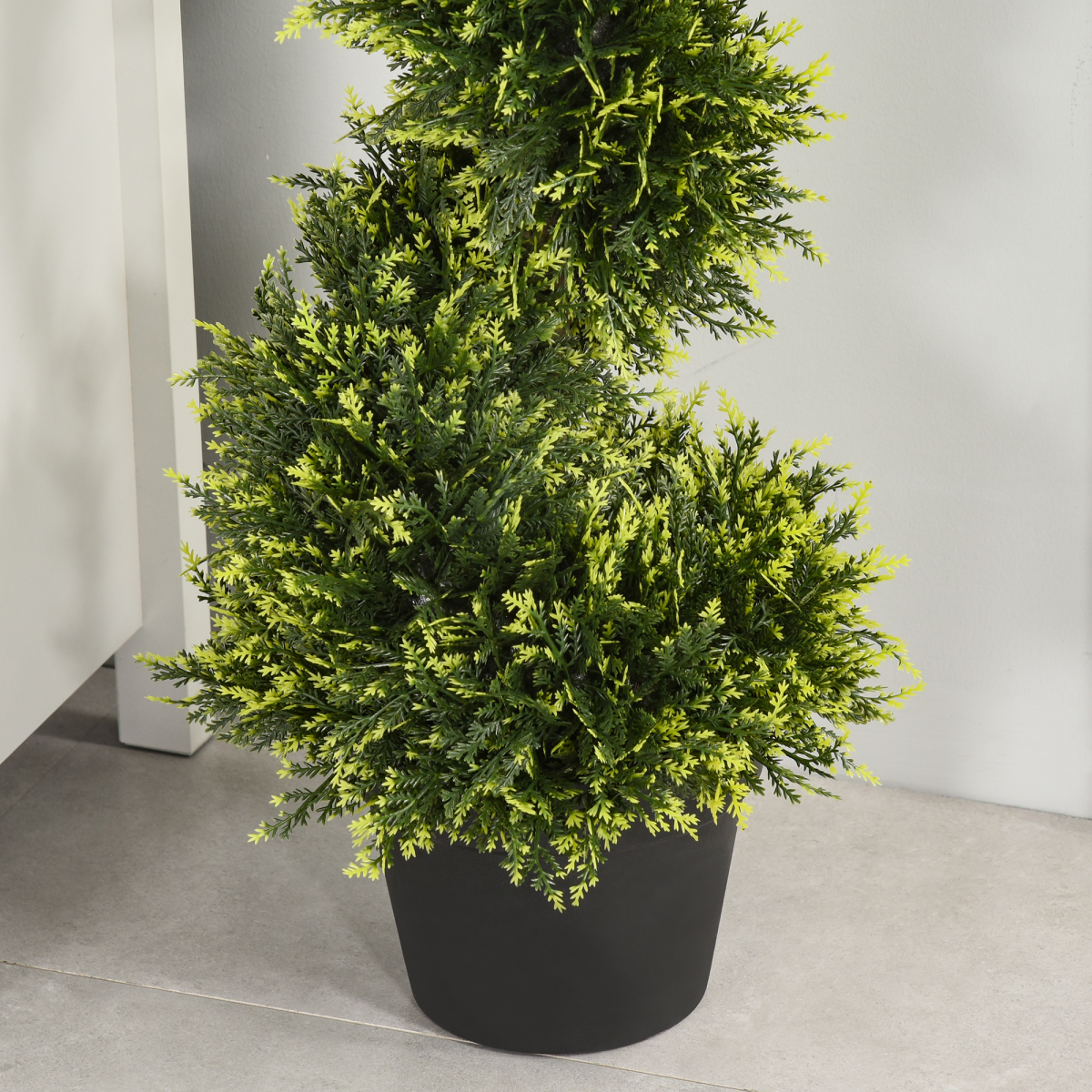 Set Of 2 90cm Artificial Spiral Topiary Trees & Pot Fake Greenery Plant