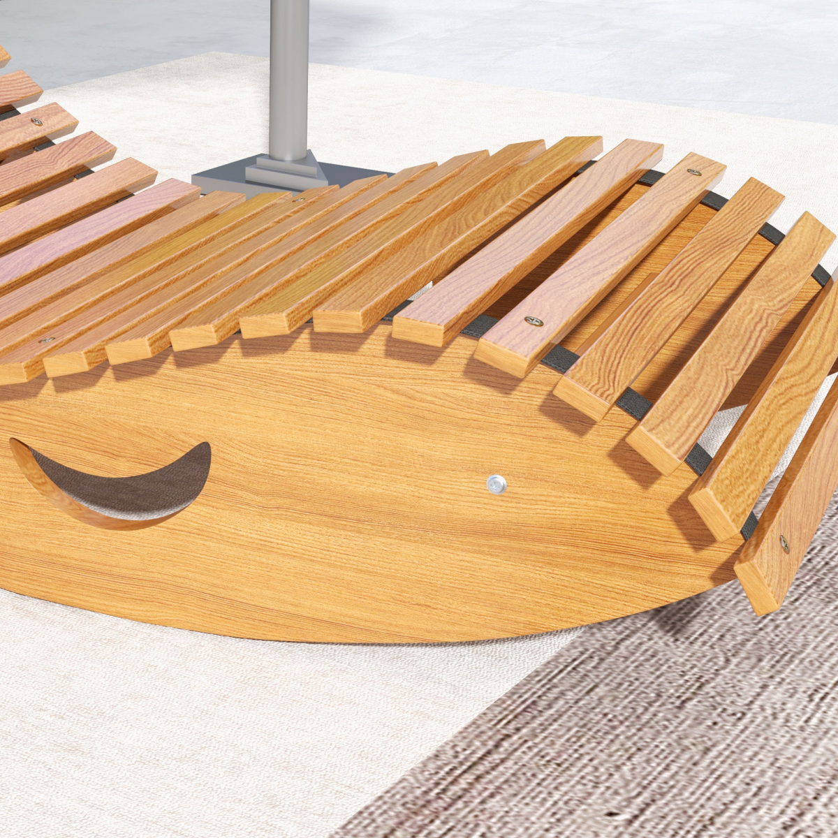 Outsunny Outdoor Rocking Chair w/ Slatted Seat, Wooden Rocking Chair, Teak