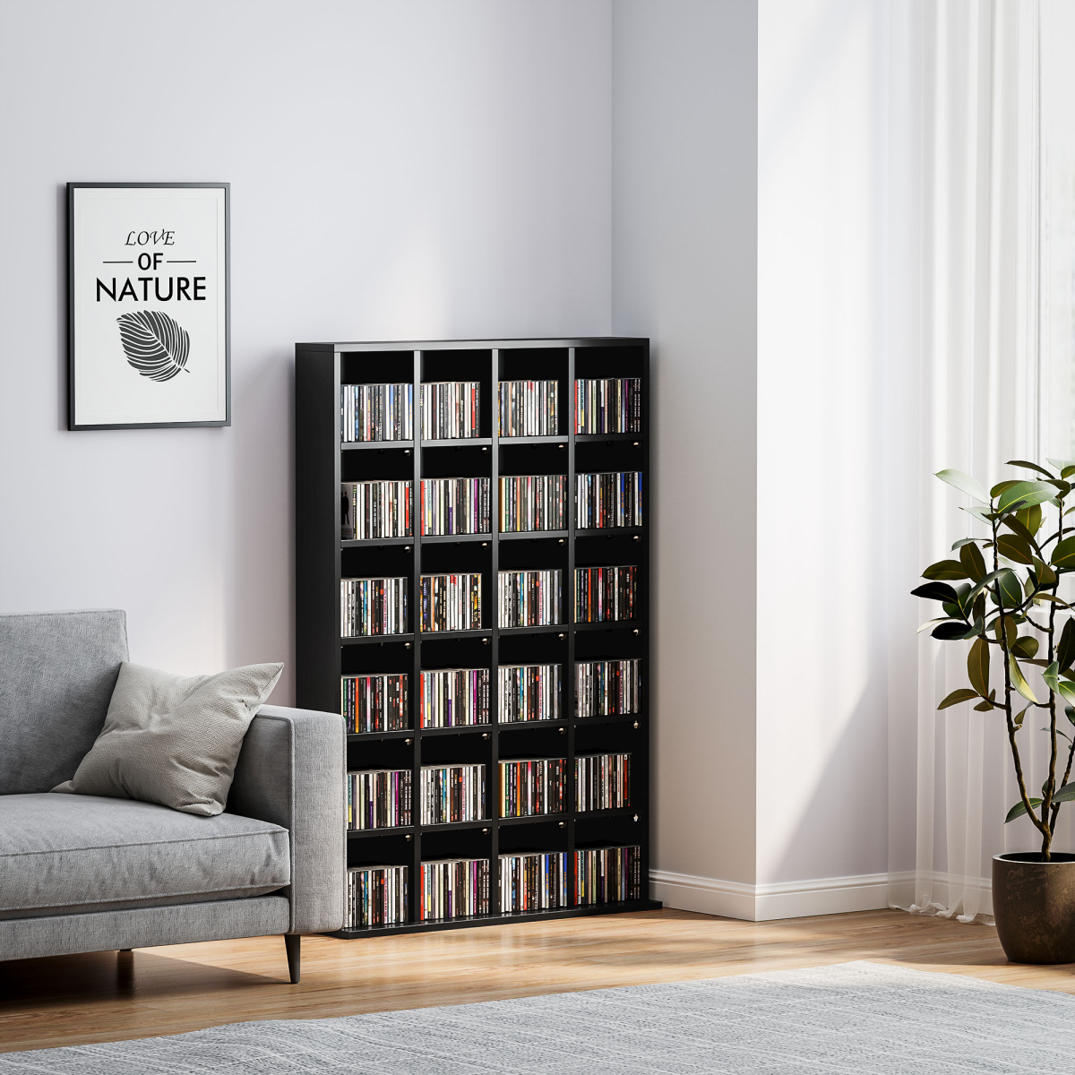 HOMCOM DVD CD Media Storage Rack, Video Display Unit, 89 x 130.5 cm, Black