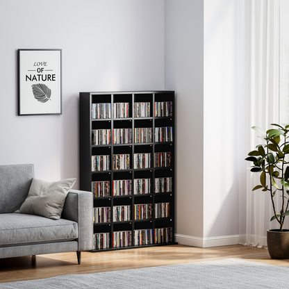HOMCOM DVD CD Media Storage Rack, Video Display Unit, 89 x 130.5 cm, Black