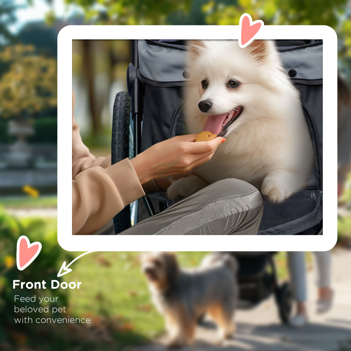 3 Wheel Pet Stroller, for Medium Small Dogs, Foldable Cat Pram - Grey