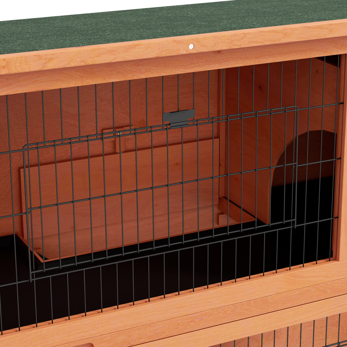 PawHut Wooden Rabbit Hutch Antiseptic Outdoor, for 1-2 Rabbits, Orange