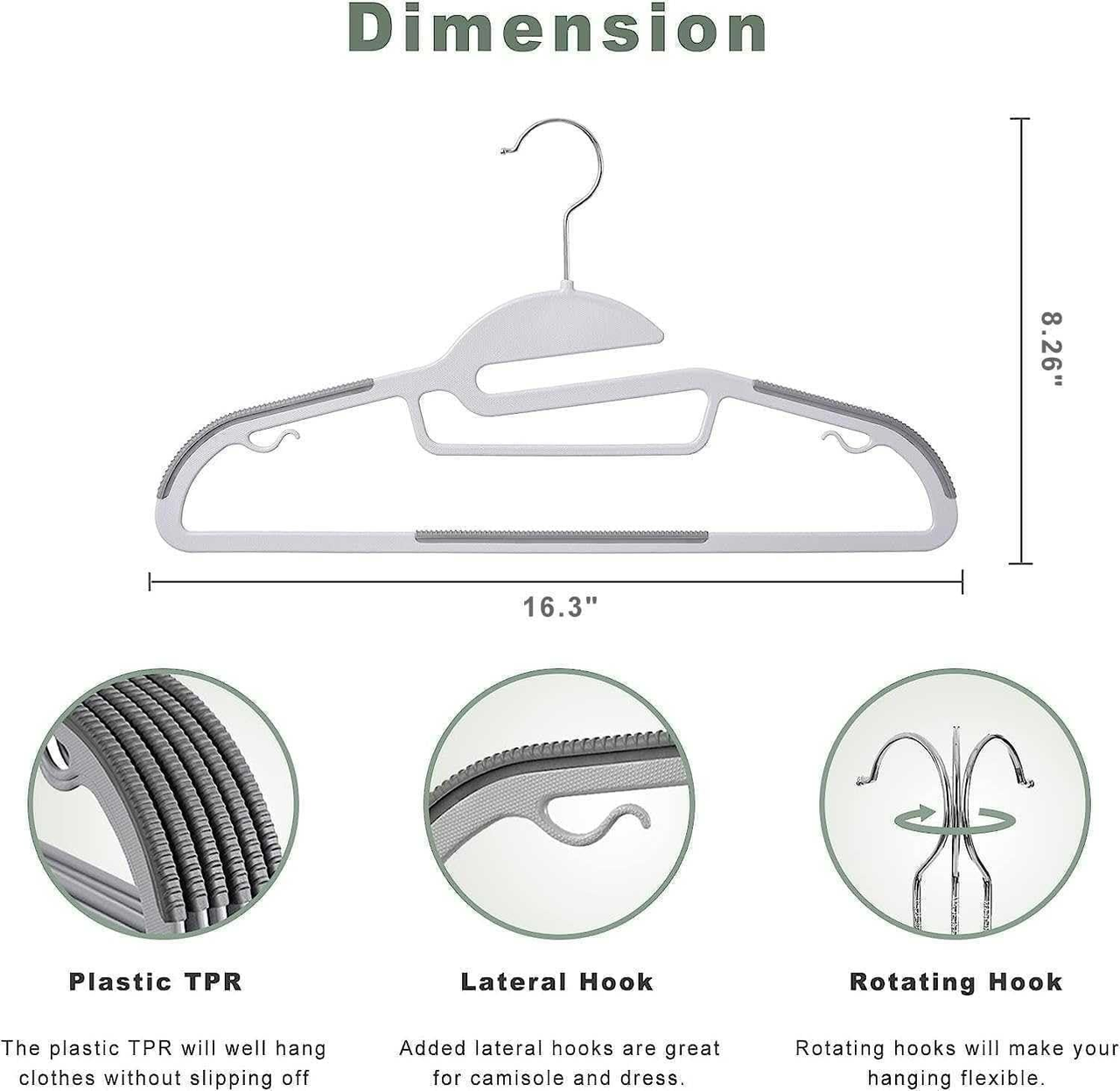 Belofay 30 Pack White Plastic Coat Hangers Non Slip Heavy Duty Adult Clothes