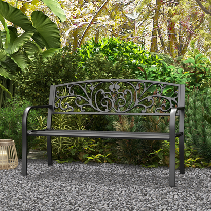 2-Seater Garden Bench, Steel-Black