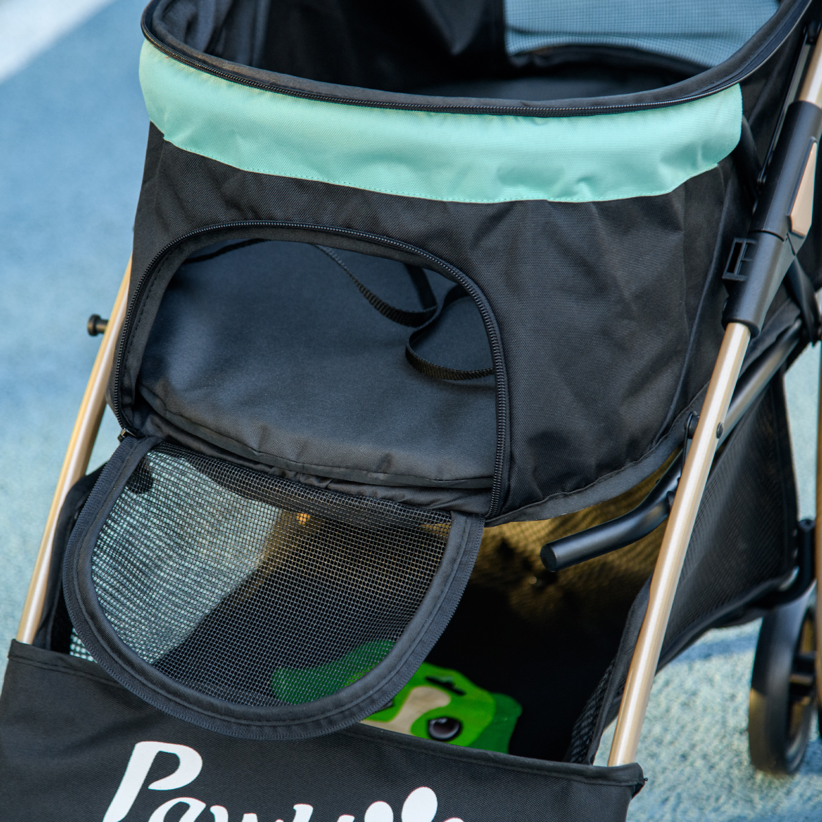 PawHut Pet Stroller for XS and S Dogs with Rain Cover - Green