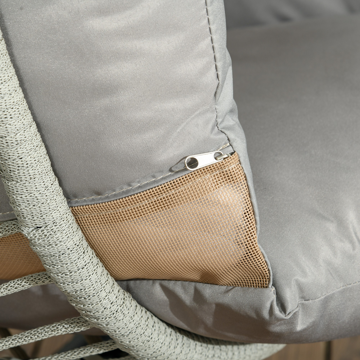 Outsunny Hanging Swing Chair with Thick Cushion, Patio Hanging Chair, Grey