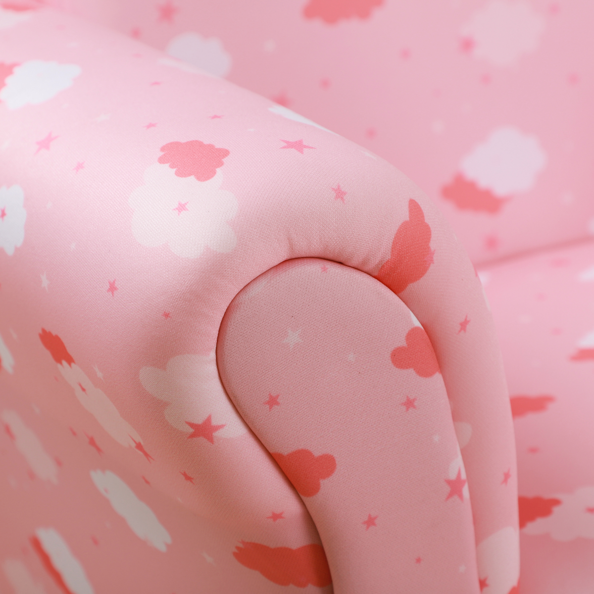 Cute Cloud Star Kids Children Armchair Mini Seat Wood w/ Footrest Padding Pink