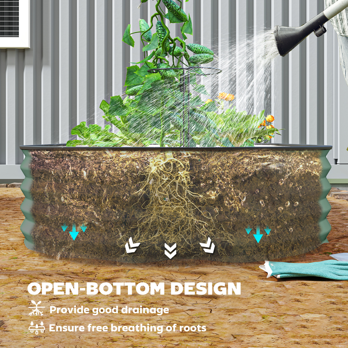 Garden Raised Planters Set - Durable Galvanised Steel for Outdoor Use