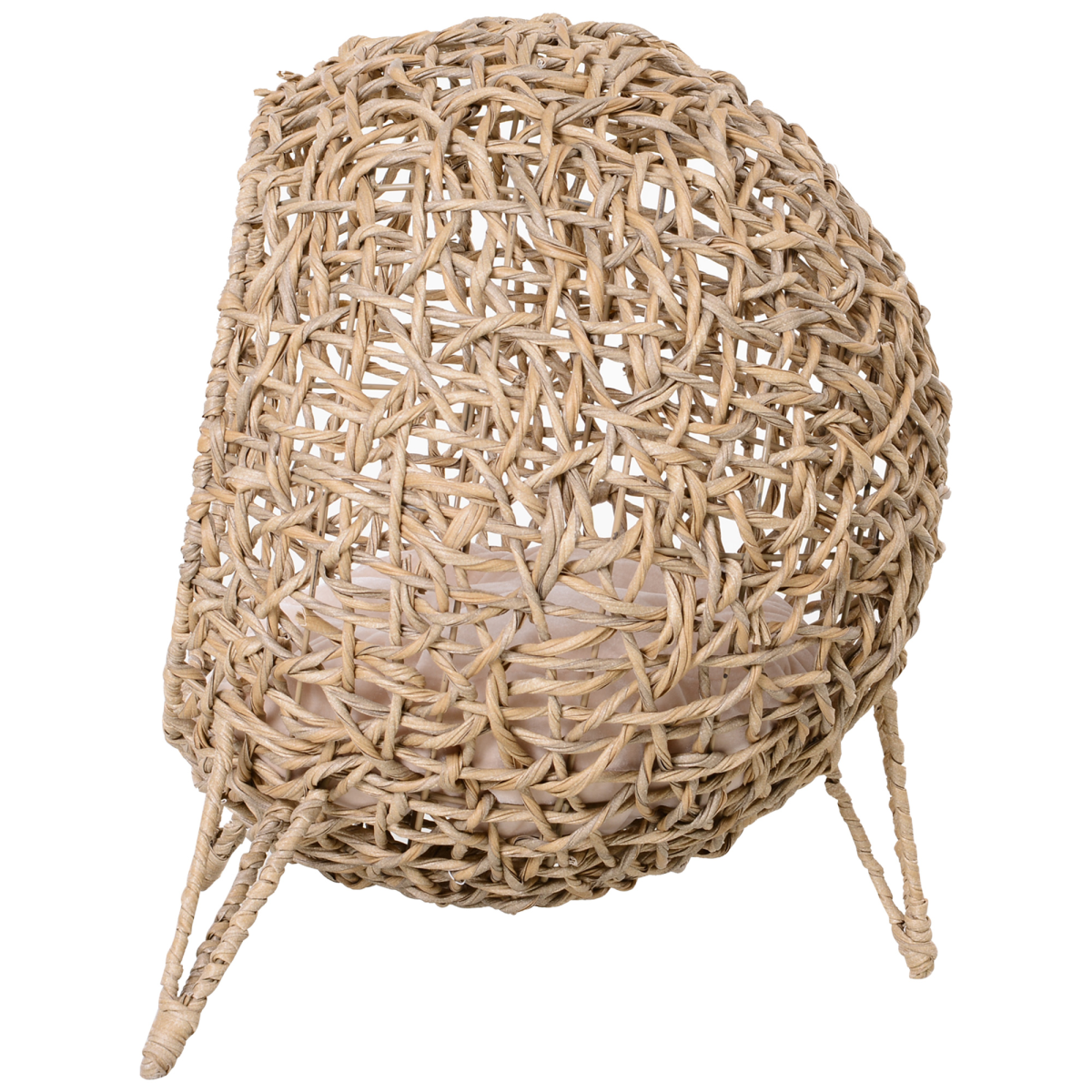 Rattan Elevated Cat House Kitten Bed Pet Furniture w/ Cushion Natural