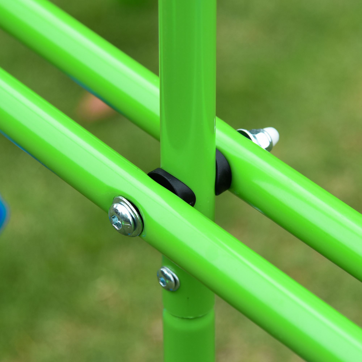 Metal 2 Swings & Seesaw Set Height Adjustable Outdoor Play Set, Green Outsunny