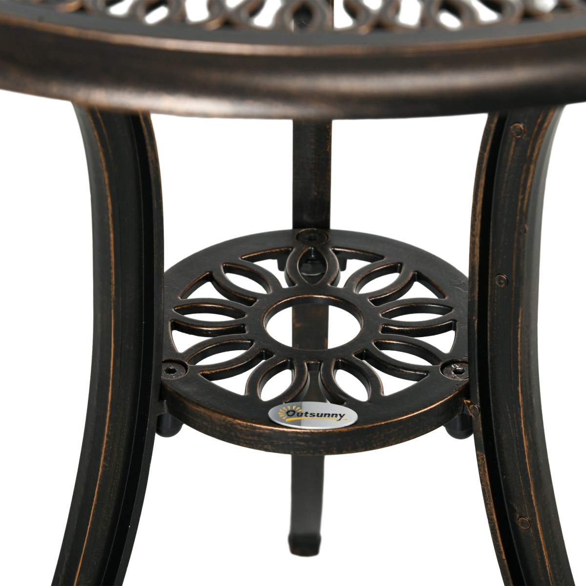 Outsunny 3 Piece Patio Bistro Set Outdoor Table Set with Umbrella Hole Bronze
